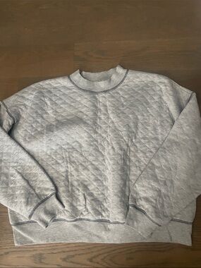 Chance or Fate Light Gray Quilted Crewneck Sweatshirt
